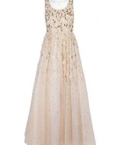 Aidan Mattox - MD1E201850 Floral Applique Scoop A-line Gown Formal Gowns