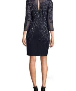 Cocktail Dresses Aidan Mattox - MD1E201969 Embellished Quarter Length Sleeve Dress