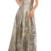 Aidan Mattox - MD1E202411 Queen Anne Metallic Brocade Dress Formal Gowns