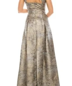 Aidan Mattox - MD1E202411 Queen Anne Metallic Brocade Dress Formal Gowns