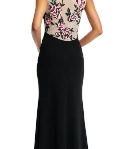 Aidan Mattox - MD1E202412 Embellished Taffeta Bateau Trumpet Dress