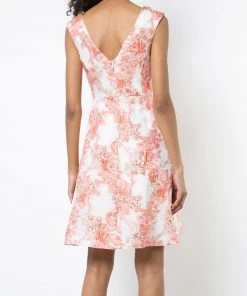 Aidan Mattox - MD1E202430 Embellished Bateau Jacquard A-line Dress