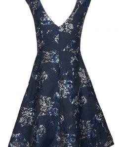 Aidan Mattox - MD1E202430 Embellished Bateau Jacquard A-line Dress