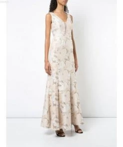 Aidan Mattox - MD1E202493 Floral Metallic Jacquard Deep V-neck Dress Formal Gowns 13 Aidan Mattox - MD1E202493 Floral Metallic Jacquard Deep V-neck Dress Formal Gowns