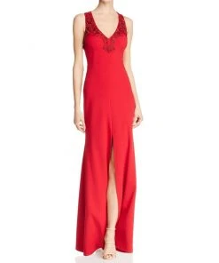 Formal Gowns Aidan Mattox - MD1E202834 Embellished Halter V-neck Trumpet Dress