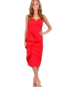 Aidan Mattox - MD1E203029 Ruffled Side Bodice Sheath Dress Cocktail Dresses