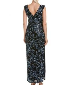 Aidan Mattox - MD1E203098 Bateau Neckline V-Back Column Dress Formal Gowns