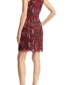 Cocktail Dresses Aidan Mattox - MD1E203302 Bead-Fringed Scalloped Hem Dress