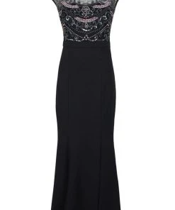 Aidan Mattox - MD1E203319 Embellished Bateau Trumpet Dress