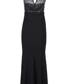 Aidan Mattox - MD1E203319 Embellished Bateau Trumpet Dress