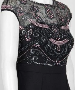 Aidan Mattox - MD1E203319 Embellished Bateau Trumpet Dress