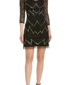 Aidan Mattox - MD1E203483 Sequin Illusion Sheath Dress Cocktail Dresses