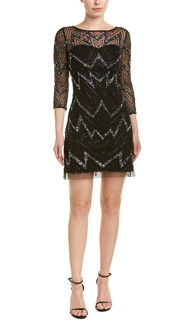 Aidan Mattox - MD1E203483 Sequin Illusion Sheath Dress Cocktail Dresses 3 Aidan Mattox - MD1E203483 Sequin Illusion Sheath Dress Cocktail Dresses