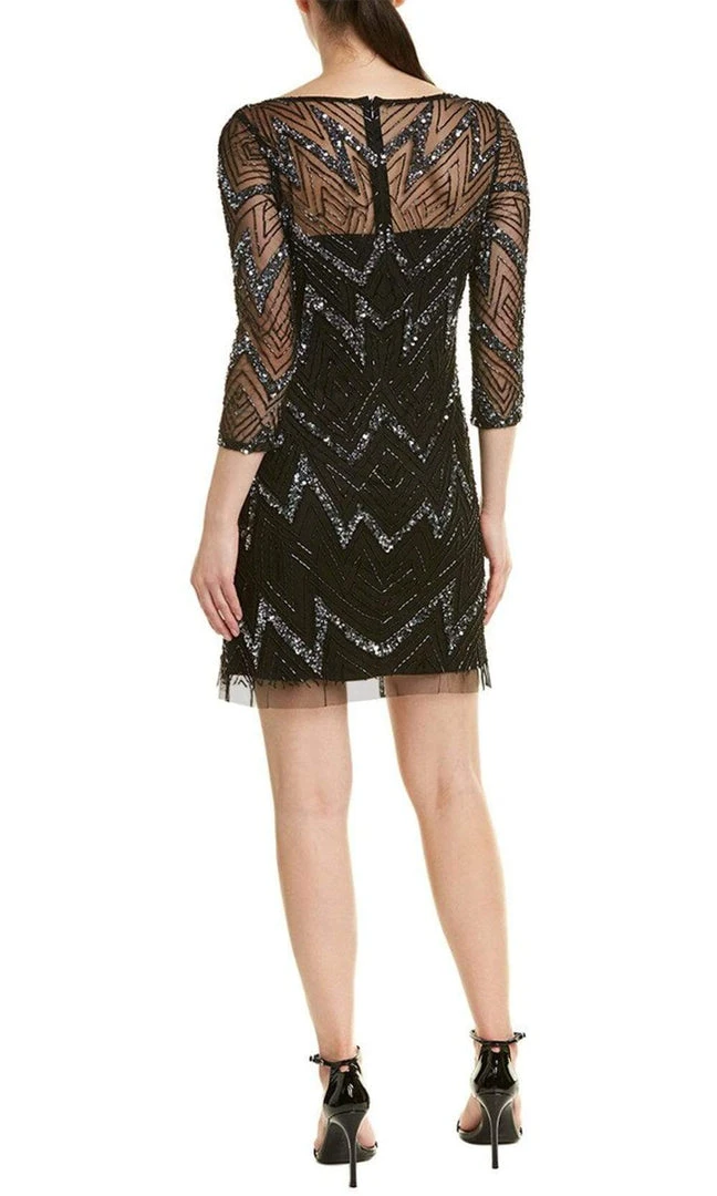 Aidan Mattox - MD1E203483 Sequin Illusion Sheath Dress Cocktail Dresses 4 Aidan Mattox - MD1E203483 Sequin Illusion Sheath Dress Cocktail Dresses