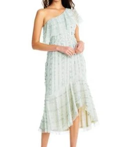 Plus Size Dresses Aidan Mattox - MD1E203610 Sequined One Shoulder Trumpet Dress