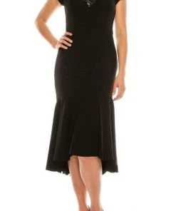 Aidan Mattox - MD1E203805 Beaded Scoop Neck Trumpet High Low Dress