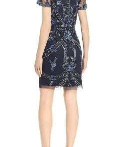 Aidan Mattox - MD1E204369 Short Sleeve Embellished Short Dress Cocktail Dresses