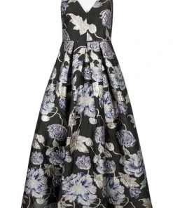 Formal Gowns Aidan Mattox - MD1E204767 Floral Metallic Jacquard A-Line Dress