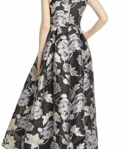 Formal Gowns Aidan Mattox - MD1E204767 Floral Metallic Jacquard A-Line Dress
