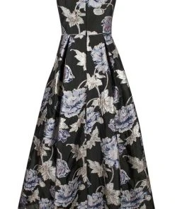 Formal Gowns Aidan Mattox - MD1E204767 Floral Metallic Jacquard A-Line Dress