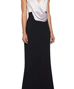 Aidan Mattox - MD1E204823 Drape V Neck Sheath Dress