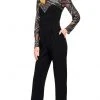 Long Dresses Aidan Mattox - MD1E204888 Bedazzled Long Sleeves Jewel Neck Jumpsuit