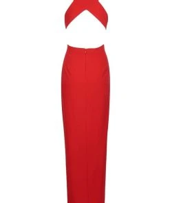 Formal Gowns Aidan Mattox - MN1E200908 Plunging V-neck Crepe Sheath Dress