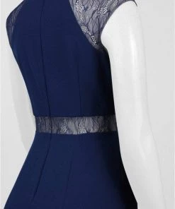 Formal Gowns Aidan Mattox - MN1E201092 Lace Paneled Cap Sleeve Crepe A-line Gown 9 Formal Gowns Aidan Mattox - MN1E201092 Lace Paneled Cap Sleeve Crepe A-line Gown