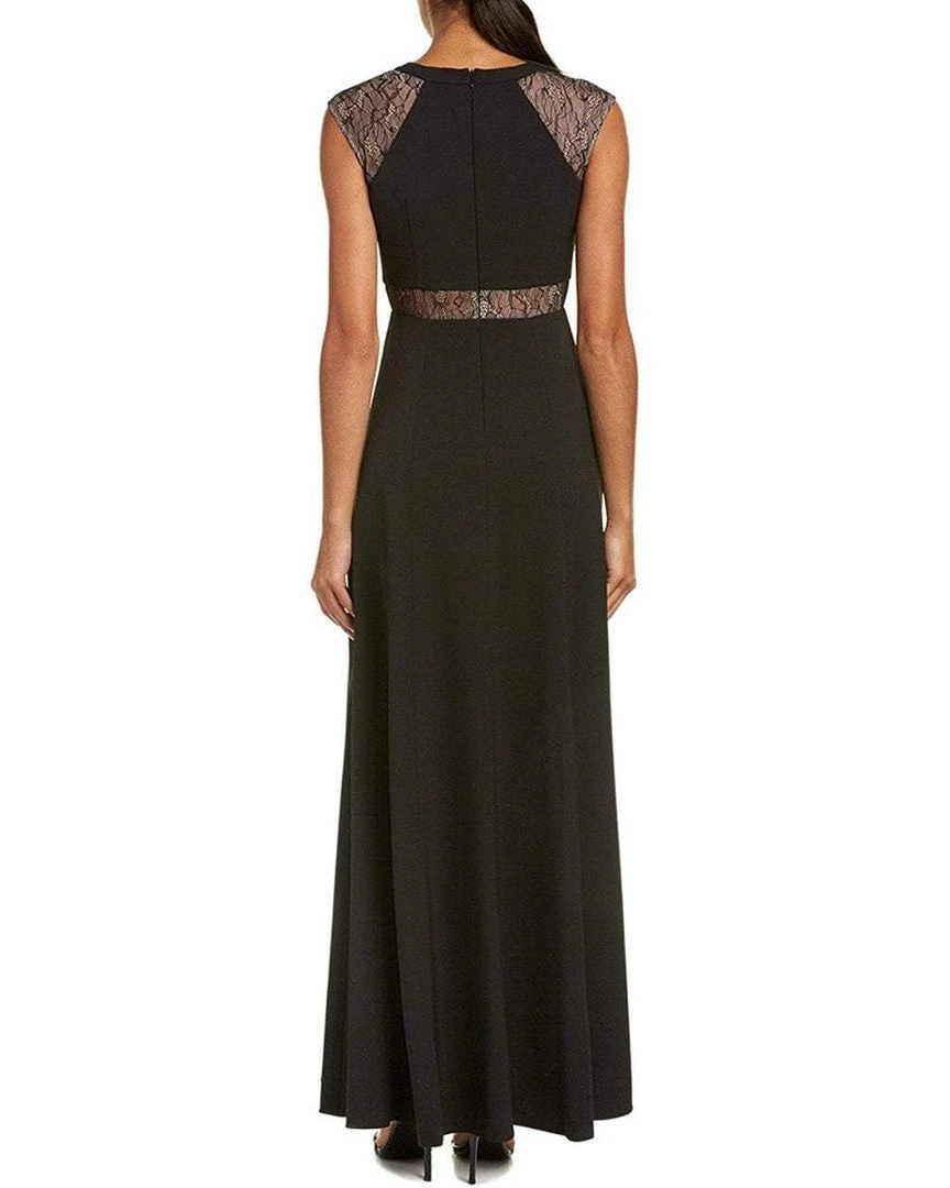 Formal Gowns Aidan Mattox - MN1E201092 Lace Paneled Cap Sleeve Crepe A-line Gown 4 Formal Gowns Aidan Mattox - MN1E201092 Lace Paneled Cap Sleeve Crepe A-line Gown