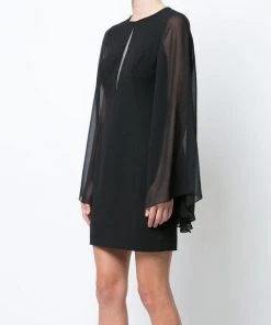 Cocktail Dresses Aidan Mattox - MN1E201304 Sheer Long Sleeve Jewel Sheath Dress