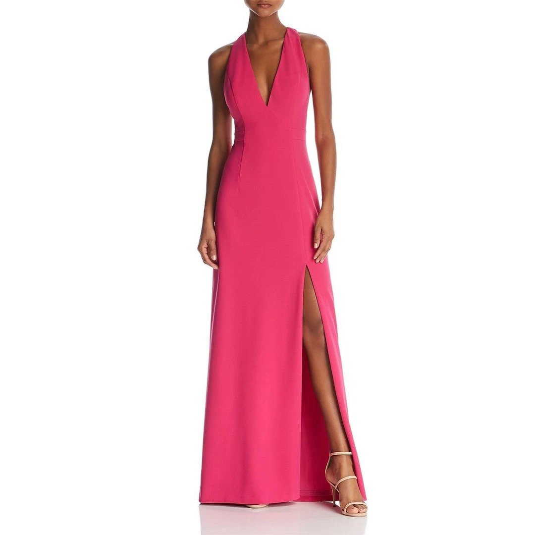 Aidan Mattox - MN1E202458 Sleeveless V-Neck Plain Slit Colum Gown Formal Gowns 3 Aidan Mattox - MN1E202458 Sleeveless V-Neck Plain Slit Colum Gown Formal Gowns