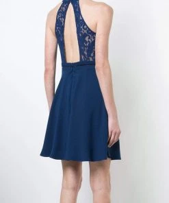 Cocktail Dresses Aidan Mattox - MN1E202466 Lace High Halter A-line Cocktail Dress