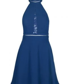 Cocktail Dresses Aidan Mattox - MN1E202466 Lace High Halter A-line Cocktail Dress