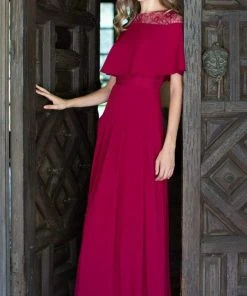 Aidan Mattox - MN1E202918 Lace Cape A-Line Dress