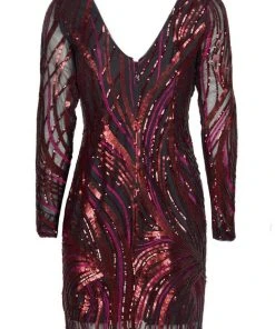 Cocktail Dresses Aidan Mattox - MN1E202942 Embroidered Sequined Bateau Sheath Dress