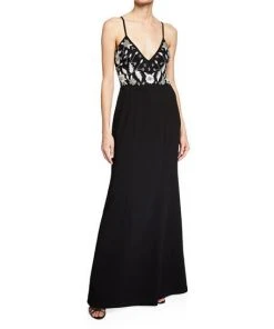 Formal Gowns Aidan Mattox - MN1E203437 Floral Bodice Sleeveless A-line Dress