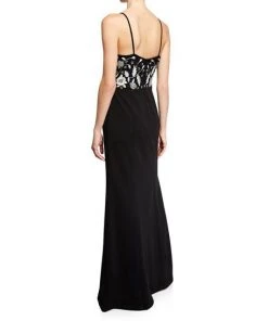 Formal Gowns Aidan Mattox - MN1E203437 Floral Bodice Sleeveless A-line Dress