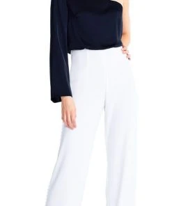 Aidan Mattox - MN1E203519 Asymmetric Long Sleeves Loose Jumpsuit Long Dresses