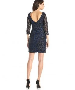 Aidan Mattox - Sequined Bateau Neck Column Dress 151A10450