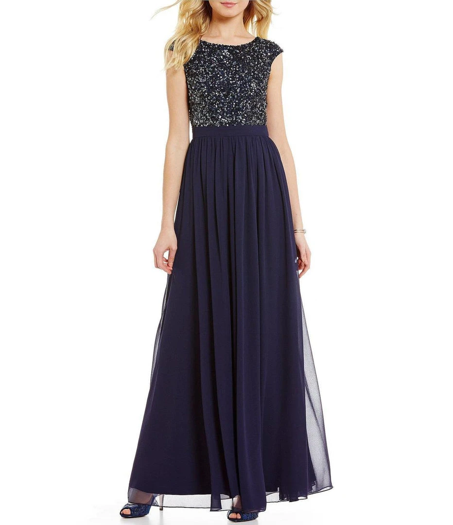 Formal Gowns Aidan Mattox - Sequined Bateau Neckline Long Dress MN1E200679 3 Formal Gowns Aidan Mattox - Sequined Bateau Neckline Long Dress MN1E200679