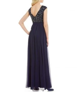 Formal Gowns Aidan Mattox - Sequined Bateau Neckline Long Dress MN1E200679 5 Formal Gowns Aidan Mattox - Sequined Bateau Neckline Long Dress MN1E200679