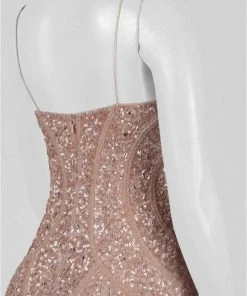 Aidan Mattox - Sequined Fringe Spaghetti Strap Sheath Dress MD1E200485 Cocktail Dresses