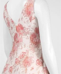 Aidan Mattox Sleeveless V-Neck Floral Cocktail Dress MD1E200066 - 1 Pc Watermelon Multi In Size 6 Available