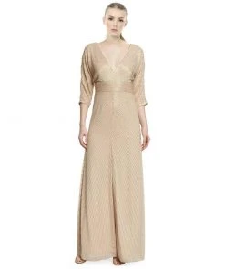 Aidan Mattox - V-Neckline Beaded Chiffon Evening Dress 54473360