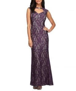 Alex Evenings - 1121596 Embroidered Lace Front Cut Out Dress Formal Gowns