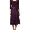 Alex Evenings - 1121875 Quarter Sleeve Jersey Lace Tea Length Dress