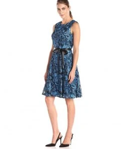 Alex Evenings - 117210 Piping Jewel Neck A-line Dress Cocktail Dresses