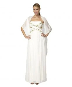 Alex Evenings - 132416 Gilt-Embellished Straight Across Ruched Gown