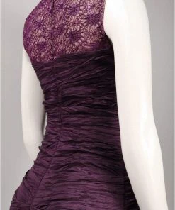 Alex Evenings - 166390 Illusion Lace Ruche-Textured Sheath Gown Formal Gowns