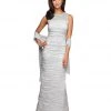 Alex Evenings - 166390 Illusion Lace Ruche-Textured Sheath Gown Formal Gowns